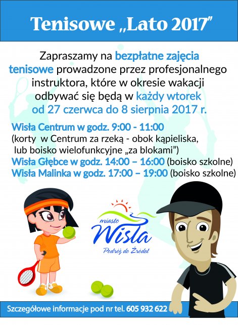 Afisz z informacją o zajęciach tenisowych